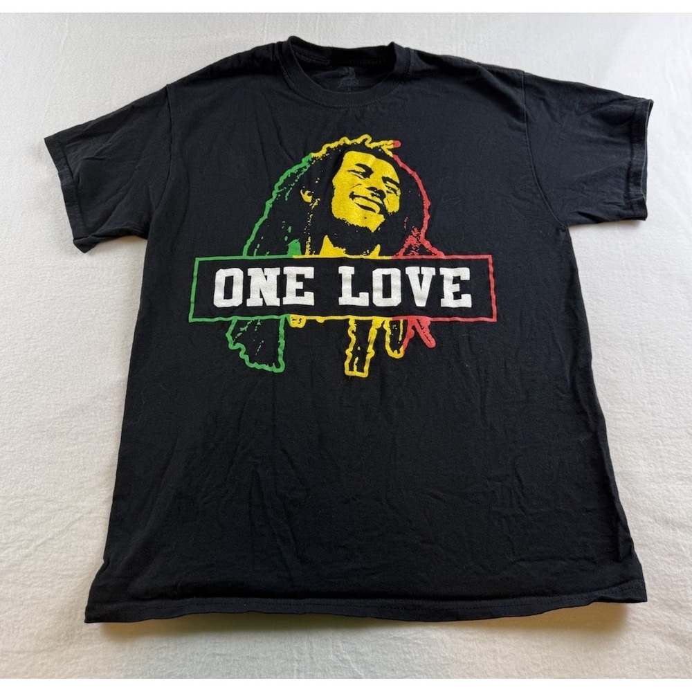 Bob Marley Rasta One Love Zion Rootswear  Graphic Black Men's M Cotton T-Shirt